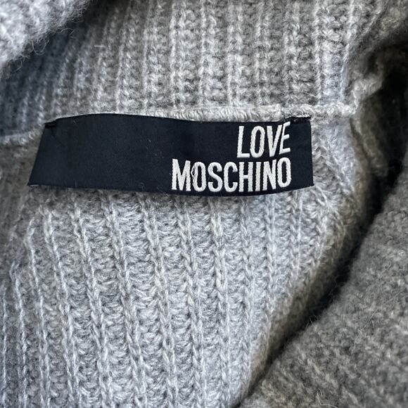 Love Moschino Knit Sweater Pullover Gray 3/4Sleeve Wool Turtleneck Hound… - Picture 4 of 6